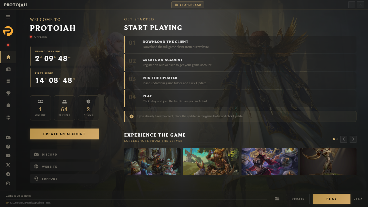 Updater main interface