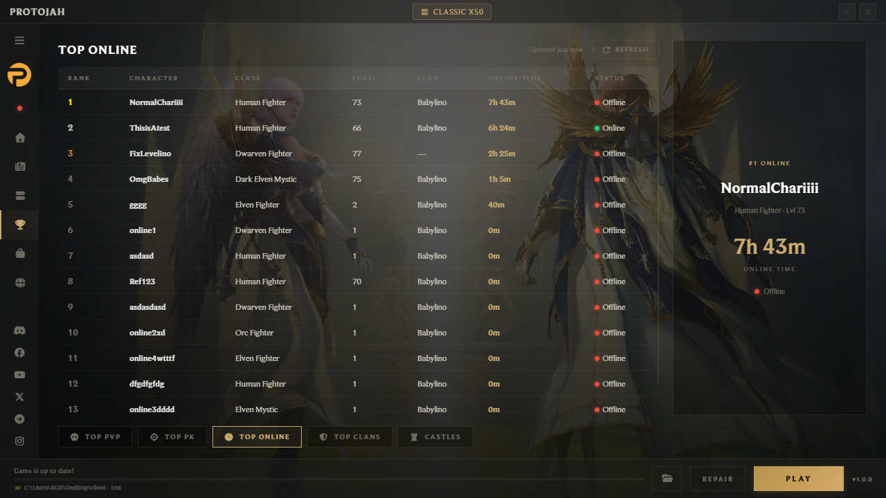 Rankings tab